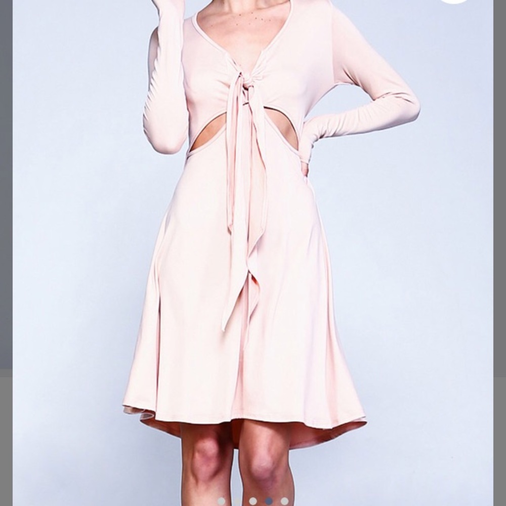 Nude Cutout- Accent A-Line Dress - Picture 5 of 5